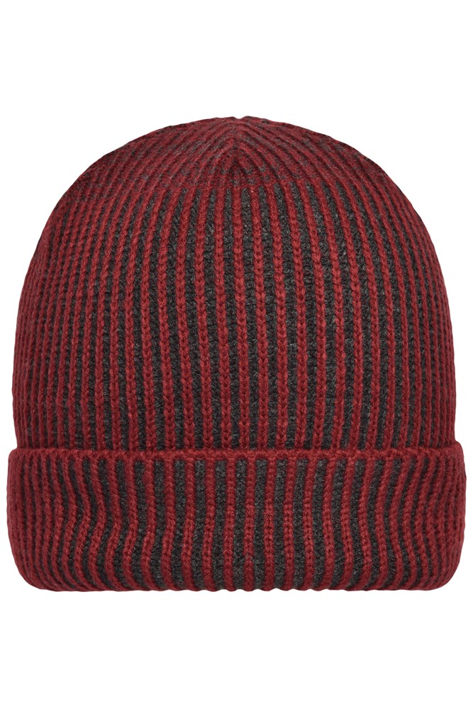 Ribbed Beanie - Dark-red/anthracite (ca. Pantone 490C
532C)