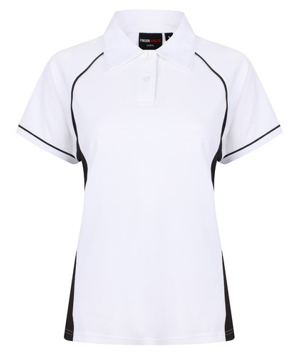 Finden+Hales - Ladies´ Piped Performance Polo - White, Black, Black