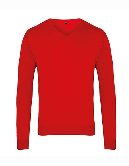 Premier Workwear - Men´s V-Neck Knitted Sweater - red