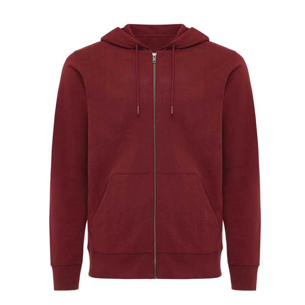 IQONIQ Abisko Zip-Kapuzenpullover aus recycelter Baumwolle - burgunderrot (± PMS 19-1724TCX)