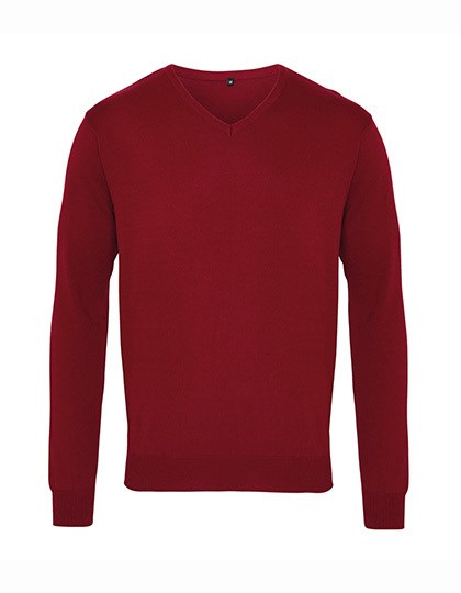 Premier Workwear - Men´s V-Neck Knitted Sweater - Burgundy