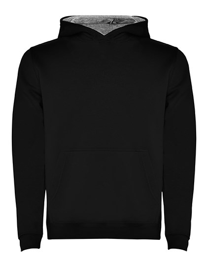 Roly - Kids´ Urban Hooded Sweatshirt - Black 02, Heather Grey 58