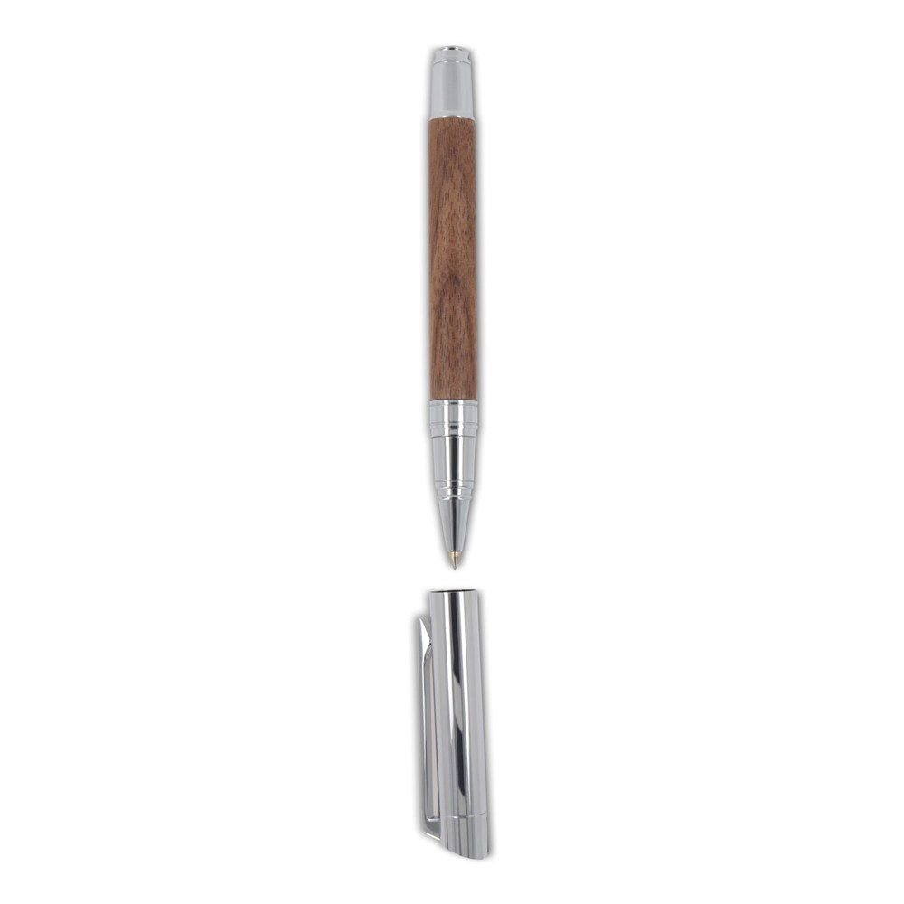 Set Kugelschreiber und Rollerball aus Metall Nussbaumholz in Geschenkbox
