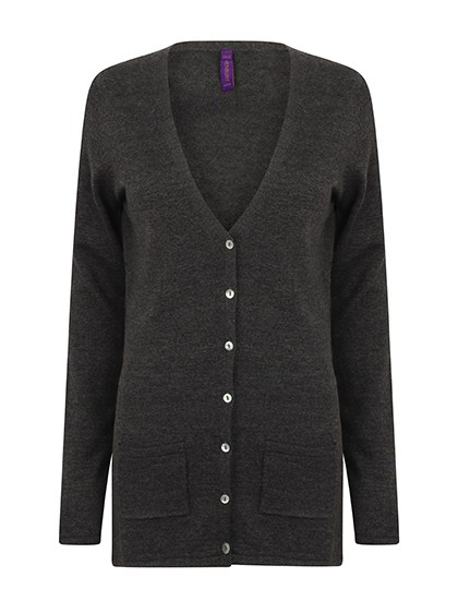 Henbury - Ladies´ Lightweight V-Neck Cardigan - Grey Marl
