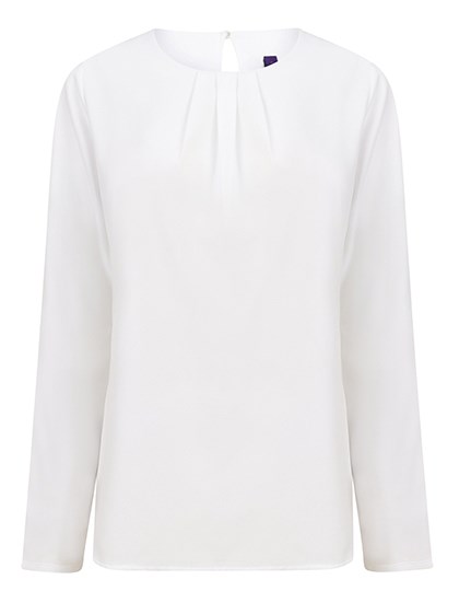 Henbury - Ladies´ Pleat Front Long Sleeved Blouse - White