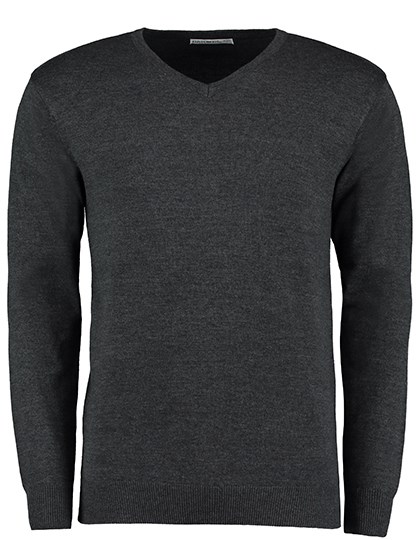 Kustom Kit - Regular Fit Arundel V-Neck Sweater - Graphite Melange