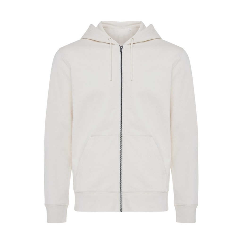 IQONIQ Abisko Zip-Kapuzenpullover aus recycelter Baumwolle - natural raw (± PMS natural raw undyed)