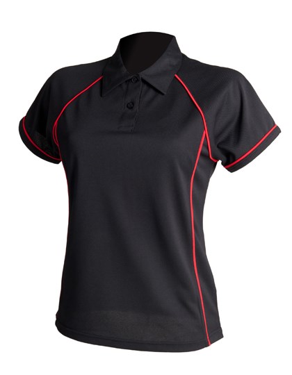 Finden+Hales - Ladies´ Piped Performance Polo - Black, Red