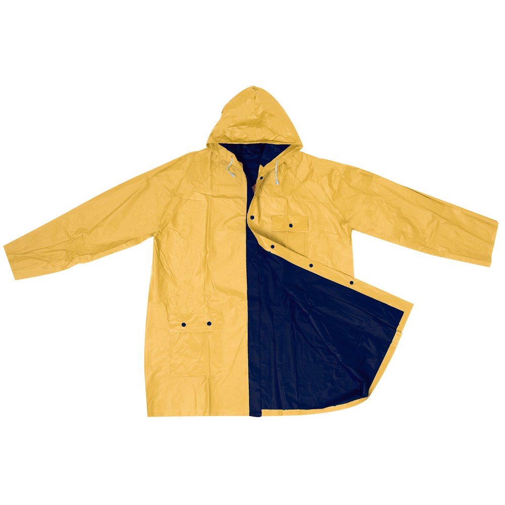 Zweifarbige Wende Regenjacke aus PVC - Blau/Gelb
