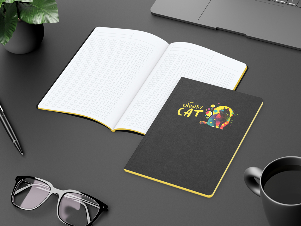 Notizbuch Tablet-Book, A5, Winkelkaro, gelb, Siebdruck-Digital