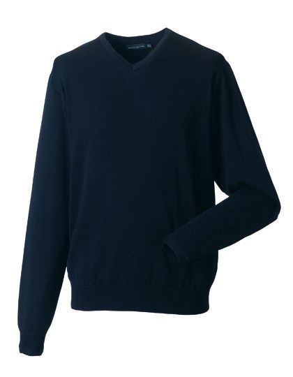 Russell Collection - Men´s V-Neck Knitted Pullover - French Navy